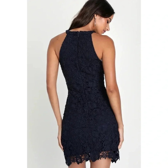 Lulus NWT Navy Love Poem Lace Mini Dress Size Medium - Picture 2 of 13